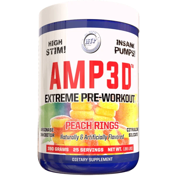 Hi-Tech Pharmaceuticals Amp3d™ 25 Servings (385g) / Peach Rings High Stim Pre Workout