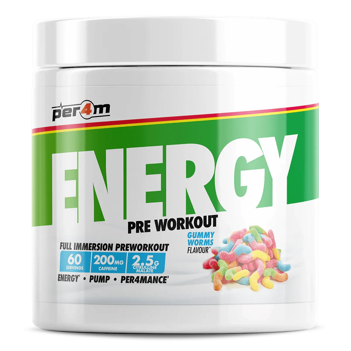 Per4m Per4m Energy Pre Workout 60 Servings / Gummy Worms Energy Pre Workout