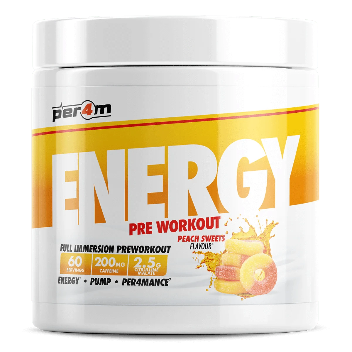 Per4m Per4m Energy Pre Workout 60 Servings / Peach Sweets Energy Pre Workout