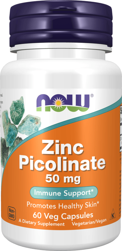 NOW Foods Zinc Picolinate 50mg - 60/120 Veg Capsules