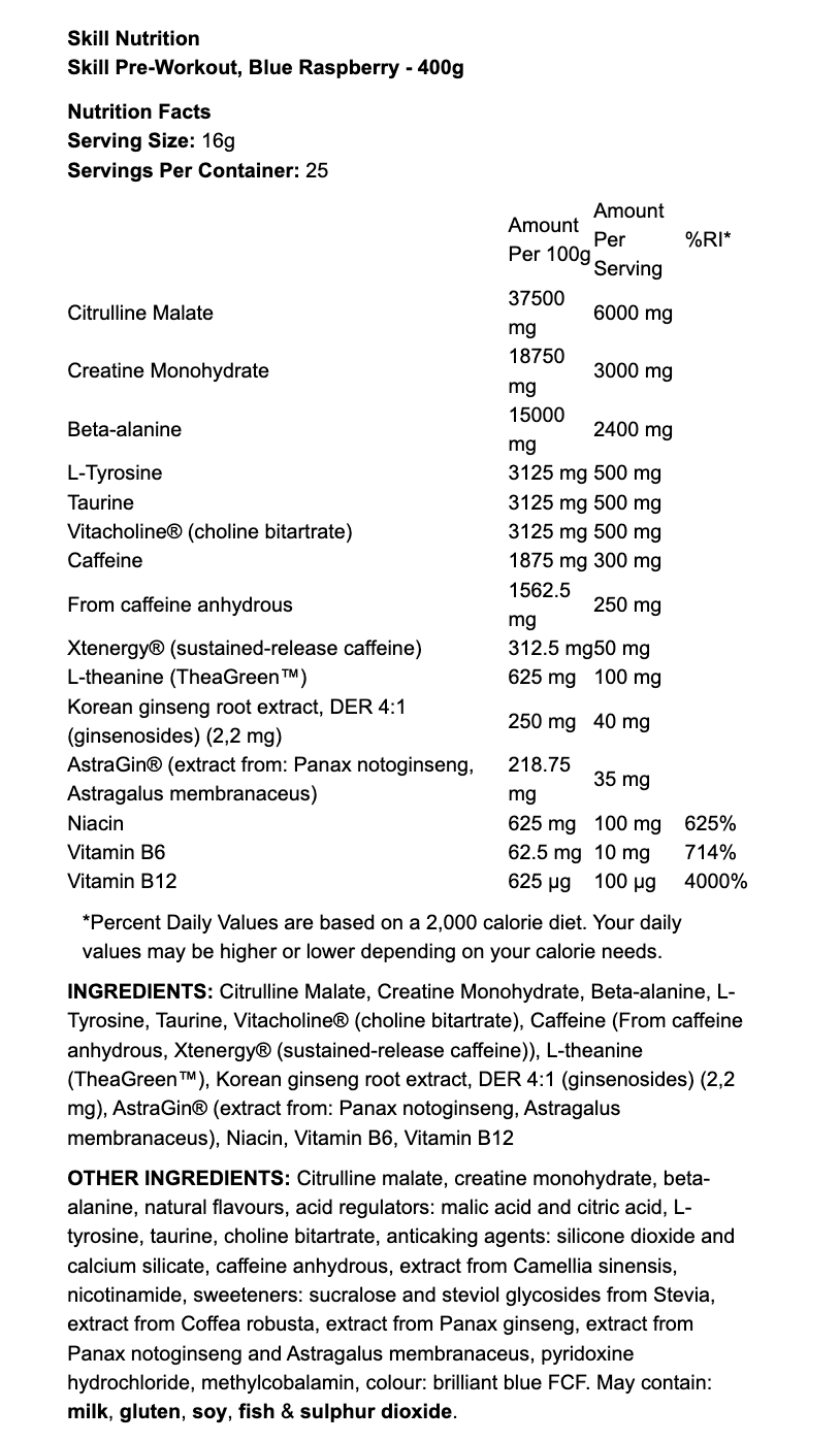 Skill Pre-Workout