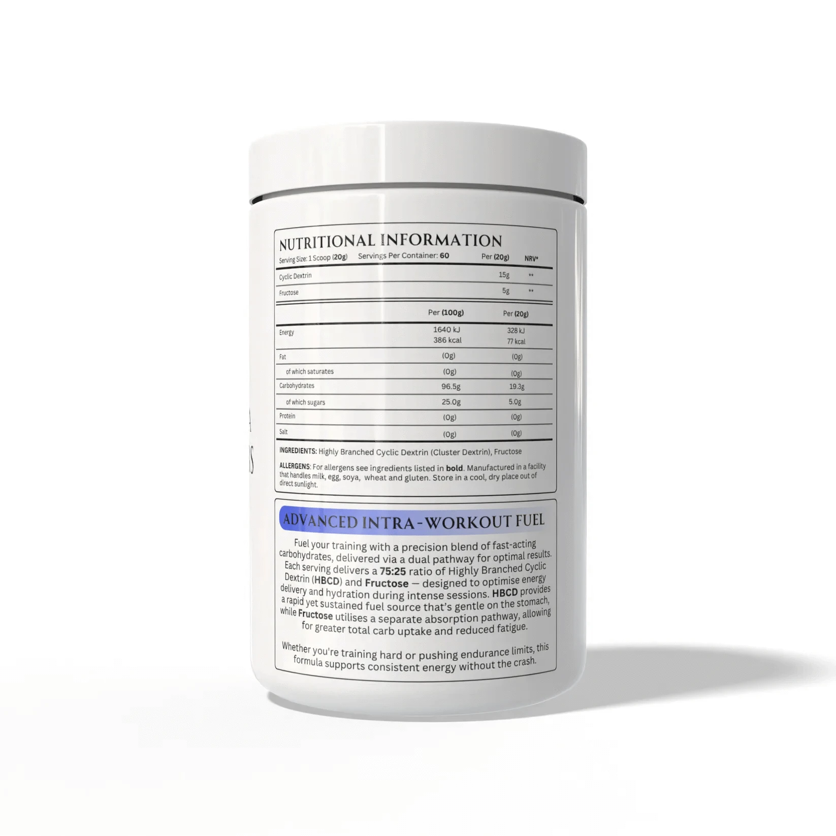 Apex Formulas Intra Carbs 60 Servings (1.2kg) Carbohydrate Formula