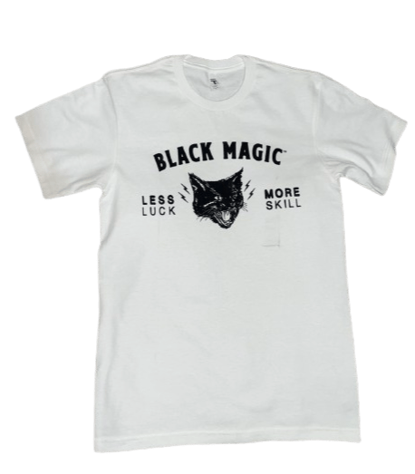 BLACK MAGIC Black Magic "Less Luck, More Skill" T-Shirt – White T-shirt