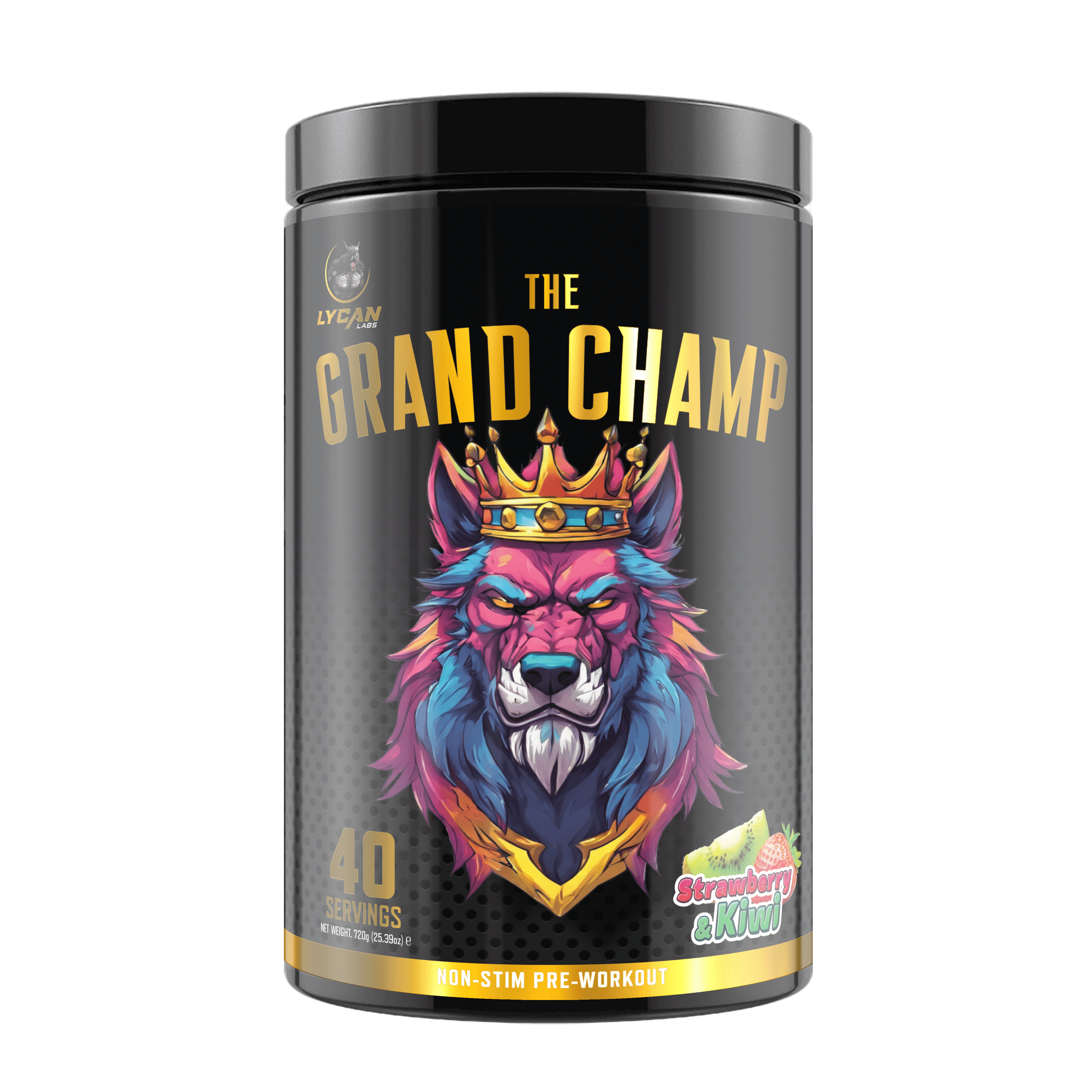 Lycan Labs The Grand Champ 40 Servings / Strawberry & Kiwi Stimulant Free Pre Workout