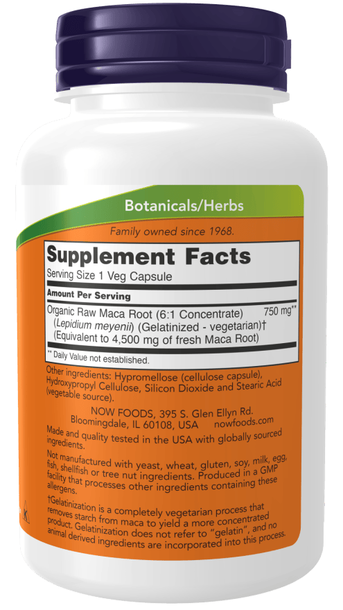NOW Foods NOW Foods Maca 6:1 Concentrate 750mg RAW - 90 Veg Capsules 90 Veg Capsules Maca Concentrate Capules