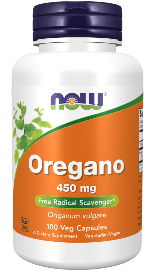 NOW Foods Oregano 450mg 100 Veg Capsules Oregano