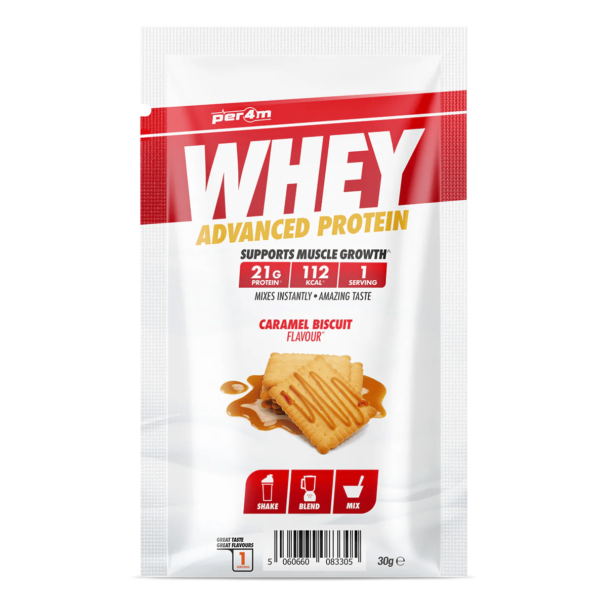 Per4m Advanced Whey Protein Sachet 30 grams / Caramel Biscuit Whey Protein Sachet