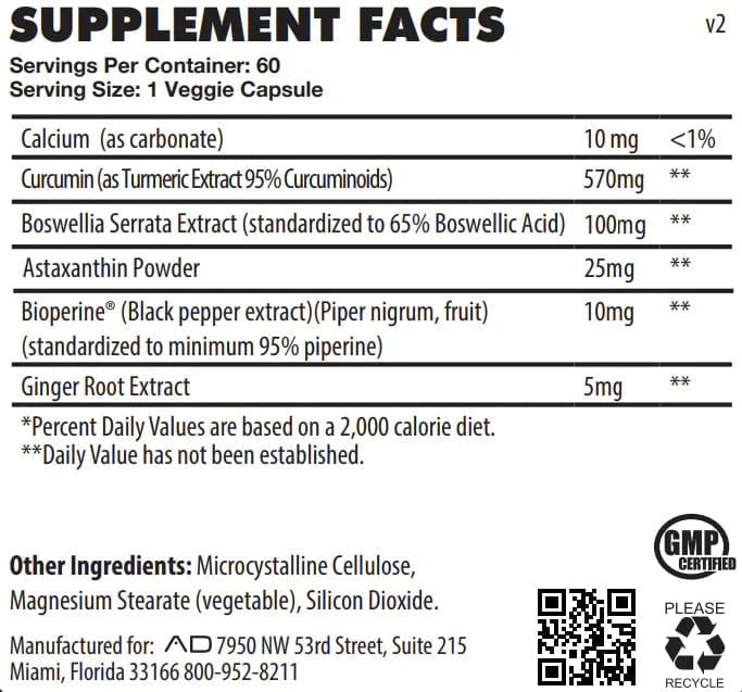 Project AD Curcumin+ 60 Capsules Anti-Inflammatory Complex