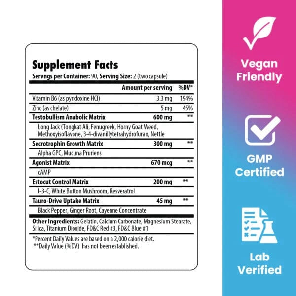 Project AD TauroTest 180 Capsules Test Booster