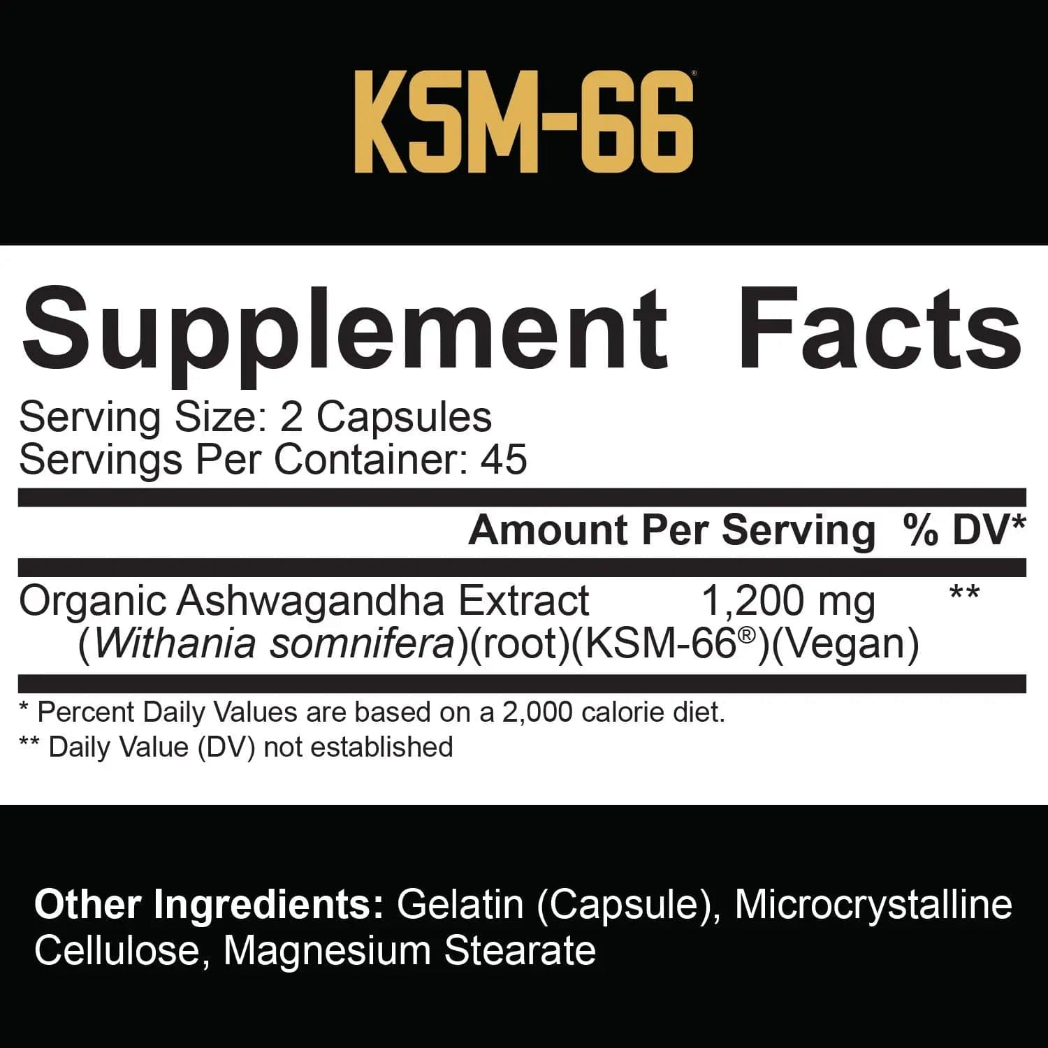 5% Nutrition KSM-66 Ashwagandha 90 Capsules Organic Ashwagandha Extract