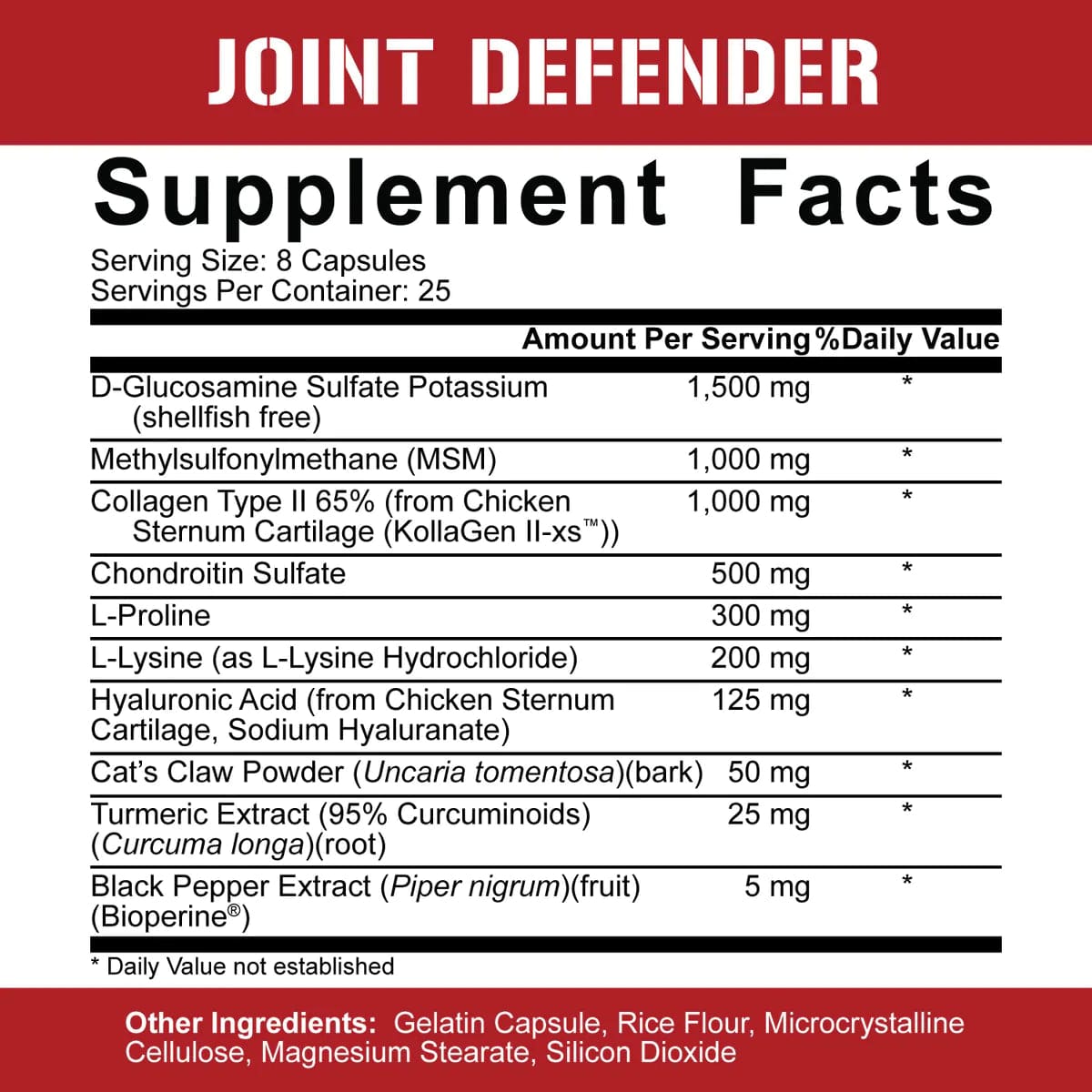 5% NutritionJoint DefenderJoint SupportRED SUPPS