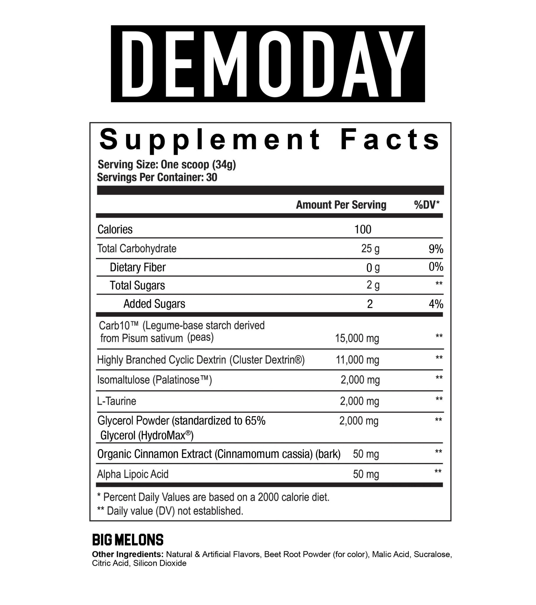 AXE & SLEDGE DEMO DAY V2 - CARBOHYDRATE POWDER Carbohydrate Formula