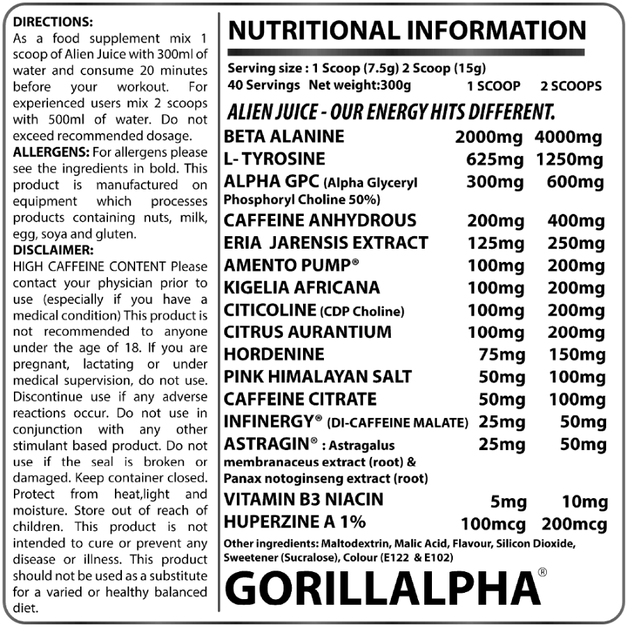 GorillalphaAlien JuicePre-WorkoutRED SUPPS