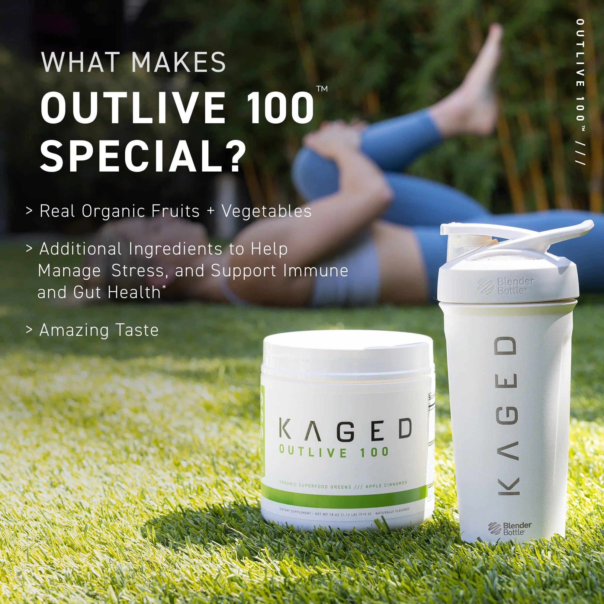 Kaged Muscle Outlive 100 - Premium Organic Superfoods + Greens Blend Organic Superfoods + Greens Blend