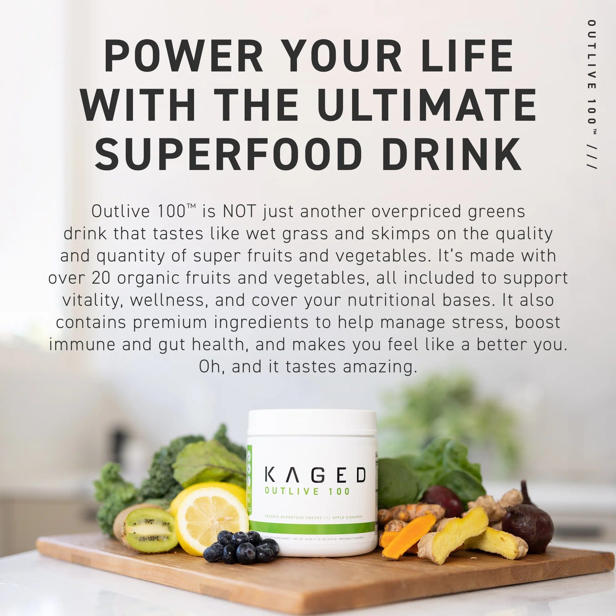 Kaged MuscleOutlive 100 - Premium Organic Superfoods + Greens BlendOrganic Superfoods + Greens BlendRED SUPPS