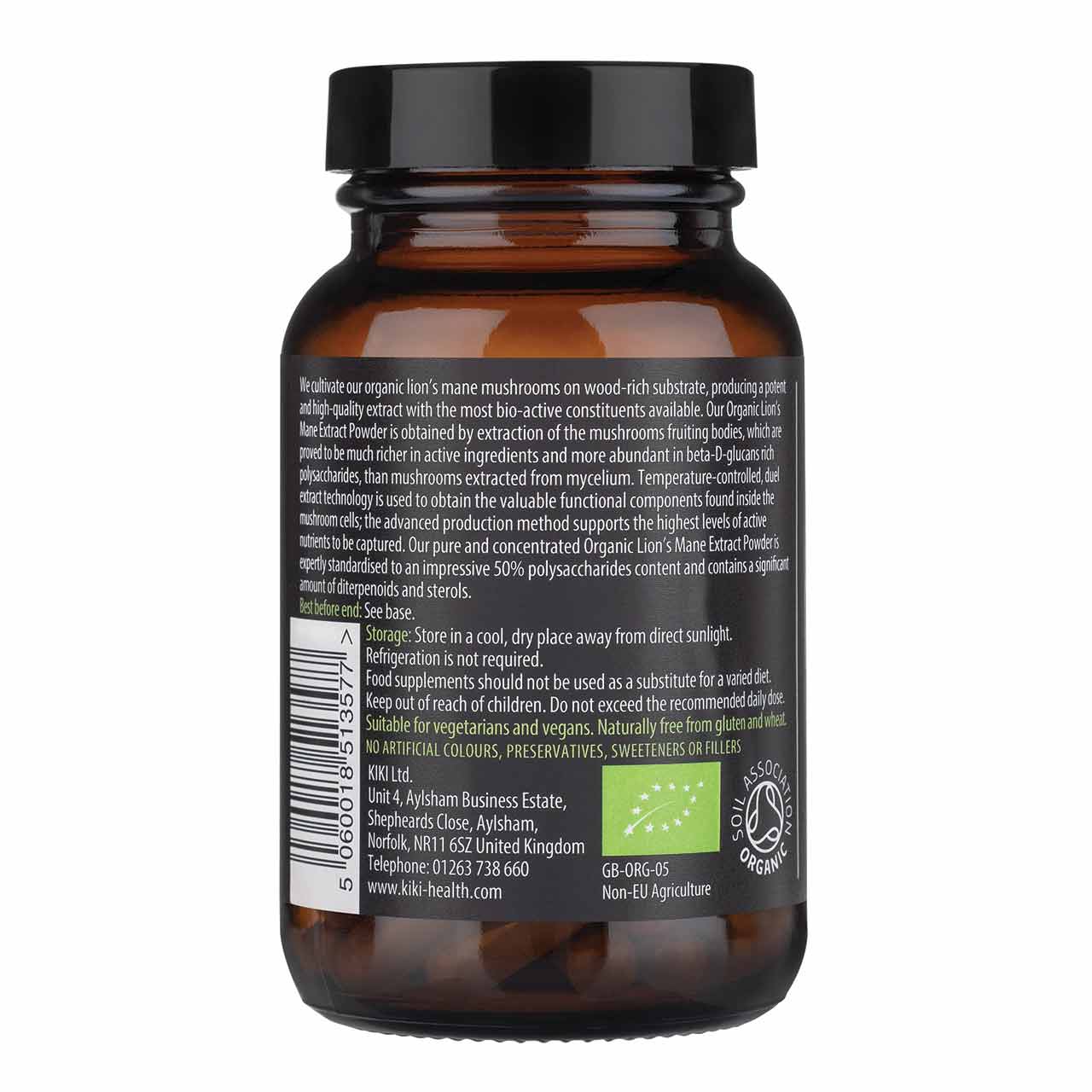 KIKI HEALTH Organic Lion's Mane Extract 60 Vcaps Mushroom Extract